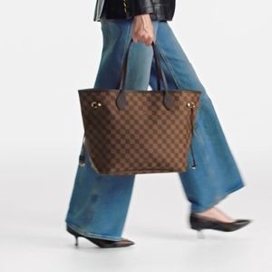 LOUIS VUITTON Damier Ebene Neverfull MM Tote Bag Red 100% Authentic granteed!